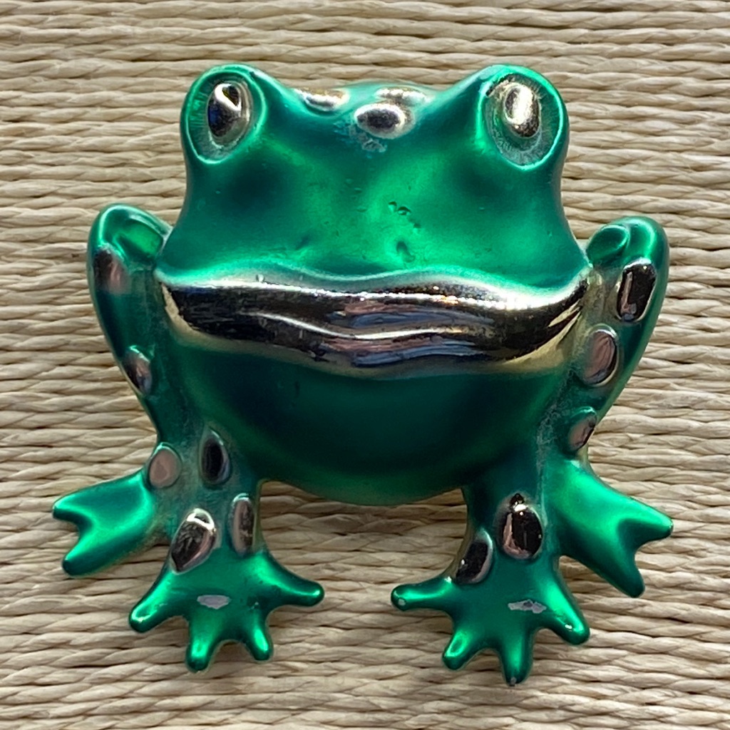 Signed Ajc Big Dimensional Frog Brooch Pin